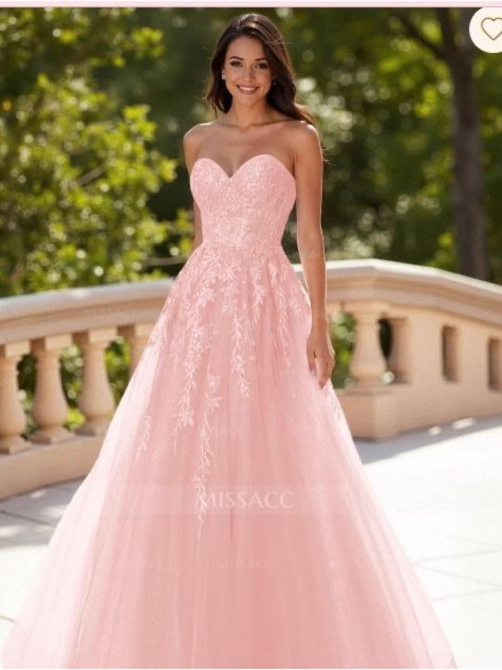 Missacc Strapless Sweetheart Pink Tulle Ball Gown